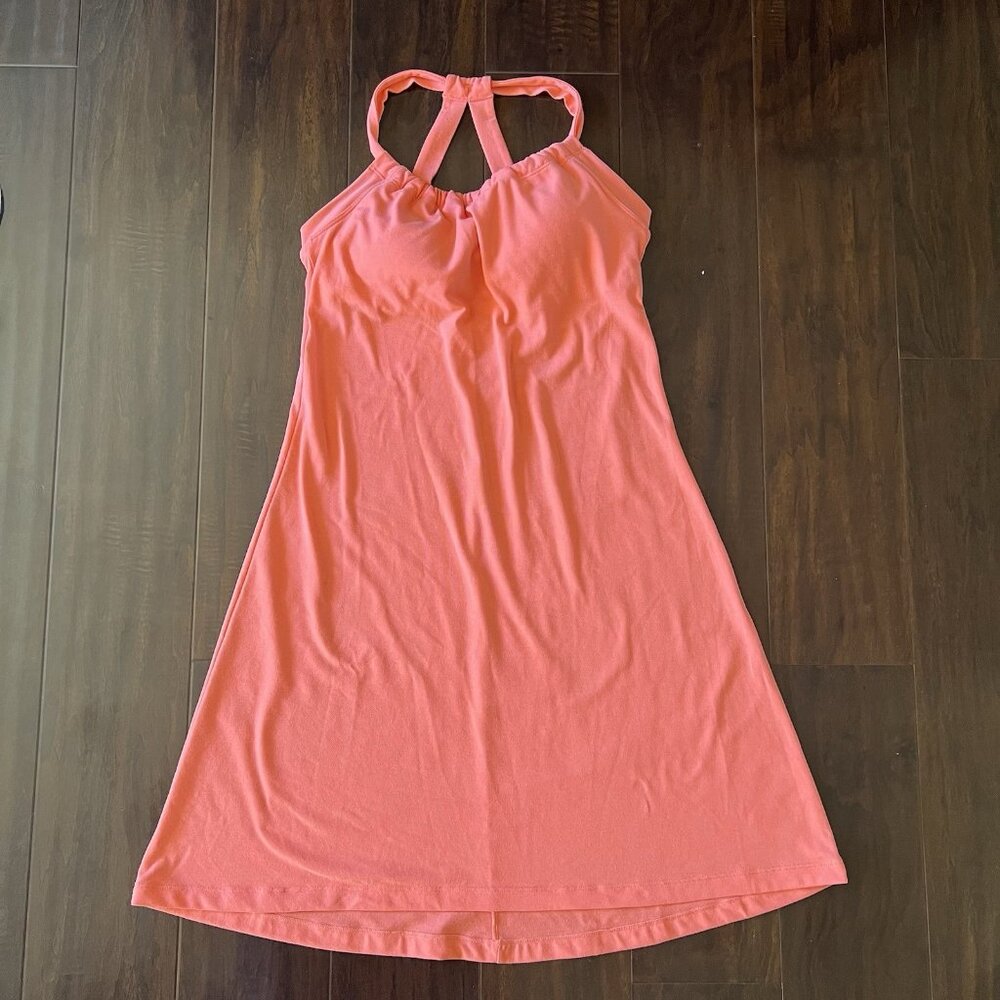 prAna Women’s Racerback Dress Small Pastel Orange Built-In Bra Removable Pads